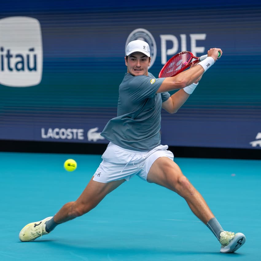 João Fonseca na vitória na estreia no Masters 1000 de Miami (Divulgação)