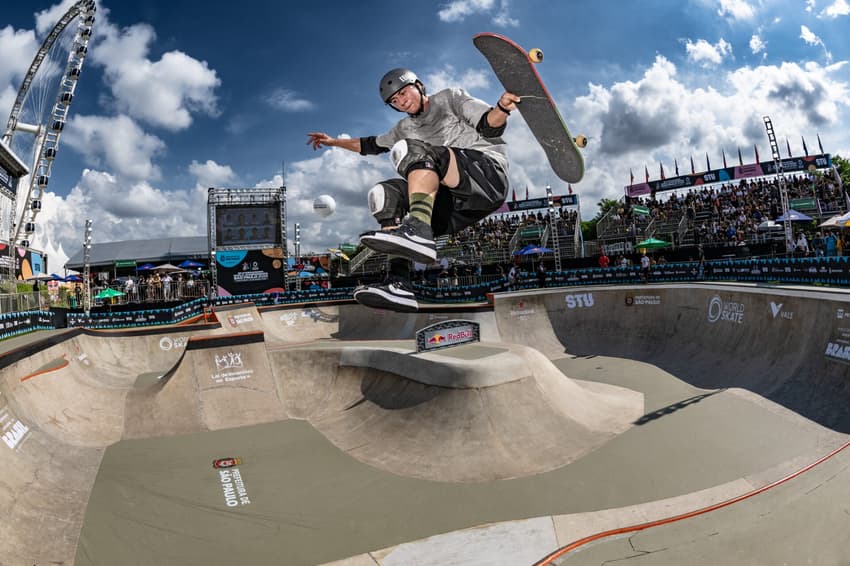 Luigi Cini durante a semifinal do Mundial de Skate em São Paulo