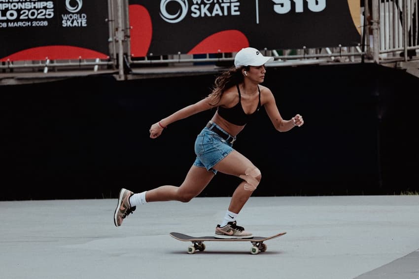 Rayssa Leal em ação no Mundial de Skate (Foto: Thiago da Luz/STU)