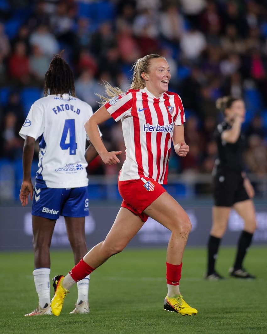 Synne marcou o gol do Atlético de Madrid contra o Tenerife, pela Copa da Rainha. (Atlético de Madrid/Divulgação)
