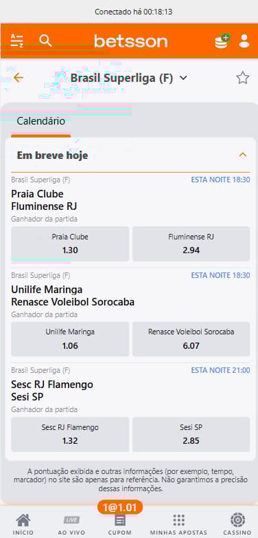 Apostas de vôlei na Betsson com jogos da Superliga feminina do Brasil