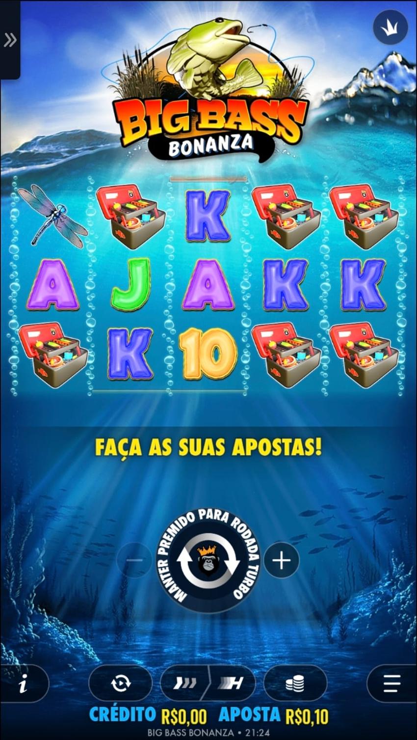 Captura de tela do caça-níquel Big Bass Bonanza na página do cassino da Stake.