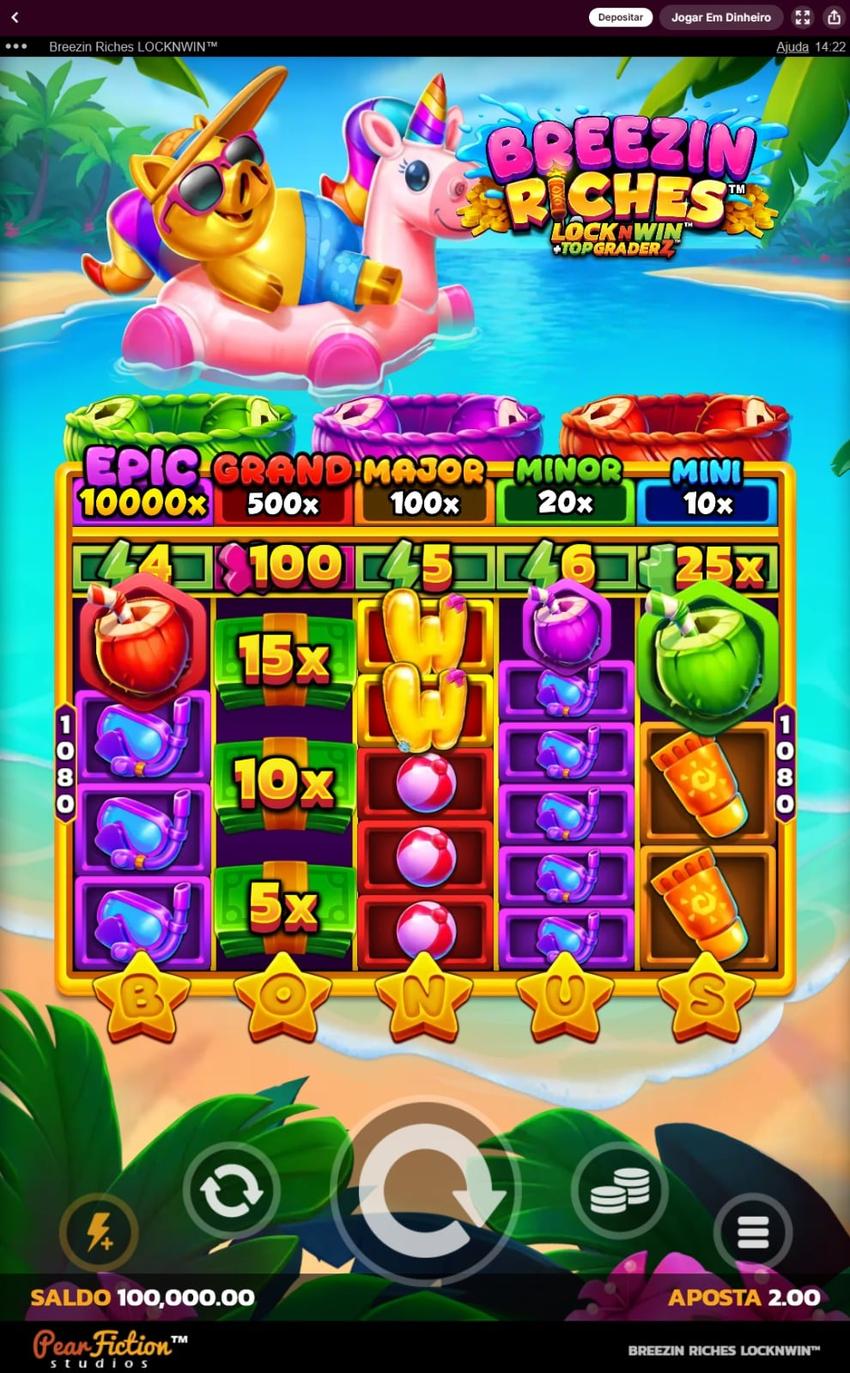 Captura de tela da slot Breezin Riches na Superbet.