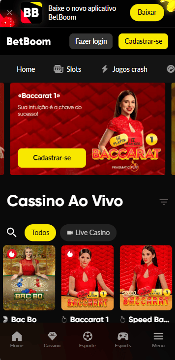 Seção de cassino ao vivo da BetBoom