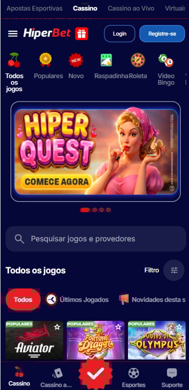 Página do cassino HiperBet no navegador mobile