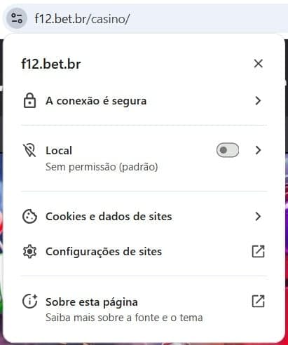 Captura de tela mostra onde ativar os serviços de localização para acessar a F12.Bet.