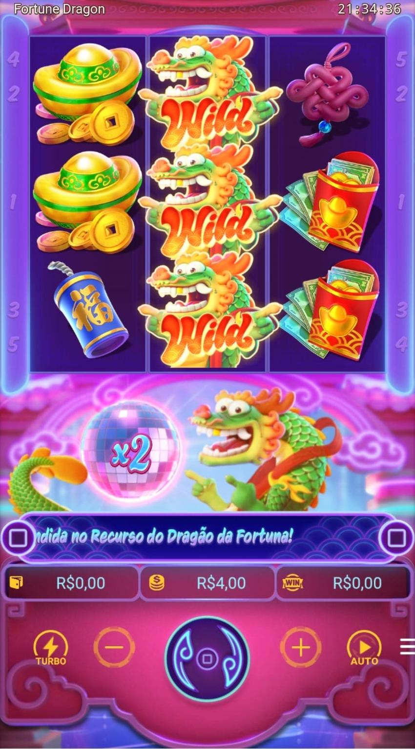 Captura de tela jogando Fortune Dragon na Oleybet com imagens do cilindro multiplicador, símbolos e botões de apostas.