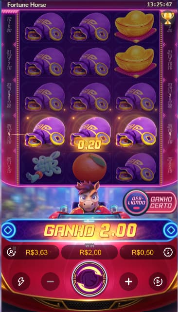 Combinação vencedora no slot Fortune Horse com prêmio de R$2