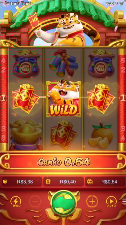 Tela de vitória no slot Fortune Tiger com símbolo Wild e ganho exibido na rodada