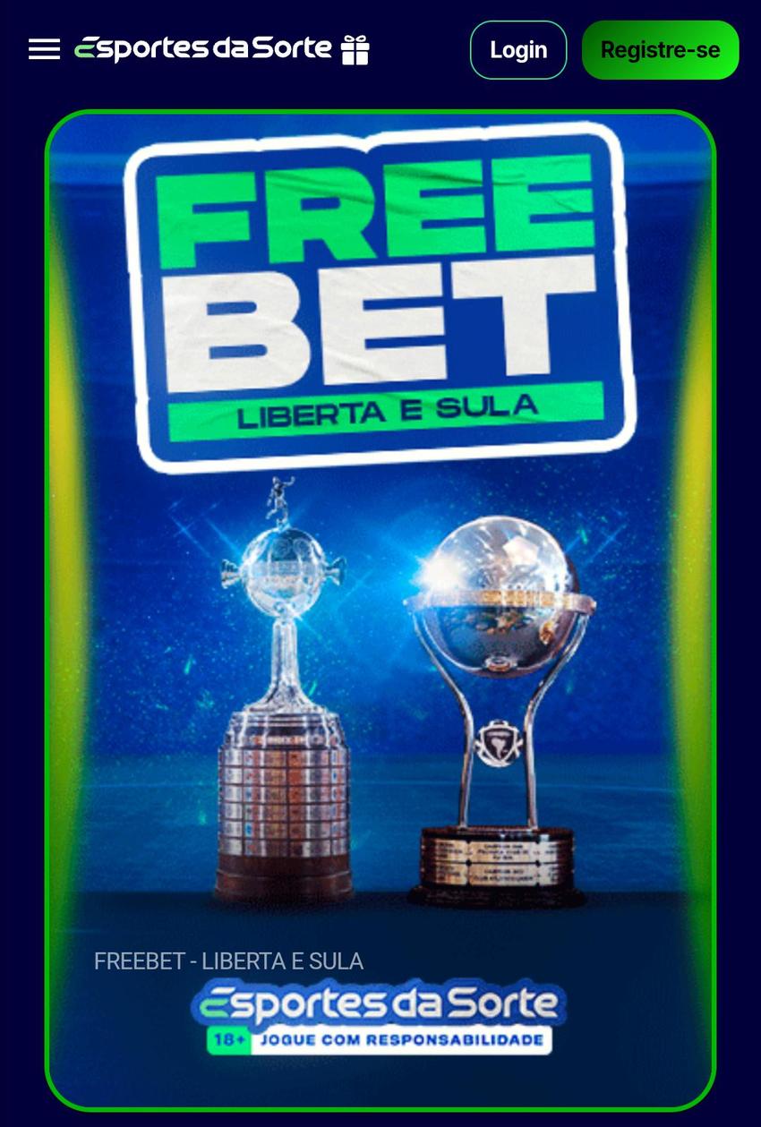 Captura de tela da freebet na Esportes da Sorte.