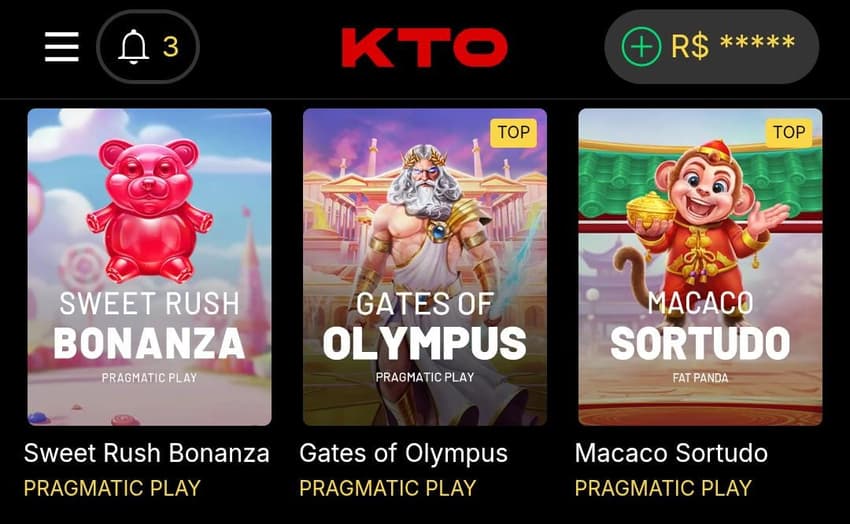 Captura de tela do Gates of Olympus no cassino KTO.