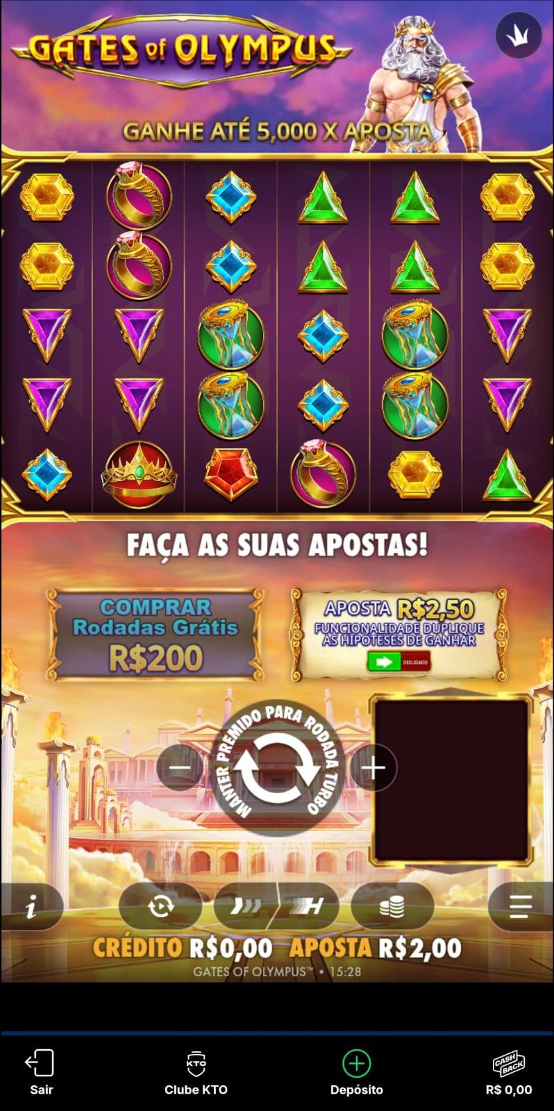 Captura de tela da slot Gates of Olympus.