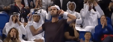 O russo Karen Khachanov após vencer ponto incrível contra Alcaraz (Reprodução)
