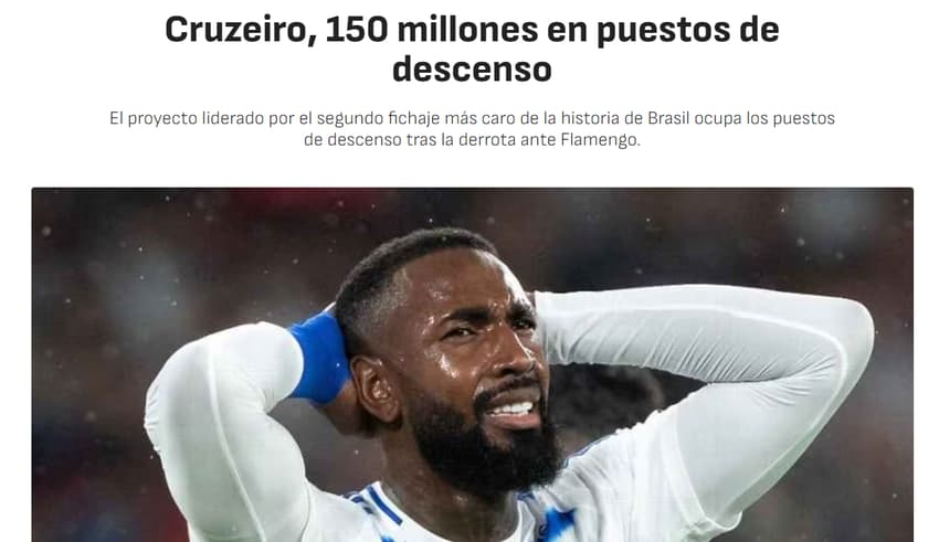 Matéria do Diario AS, sobre Gerson, Cruzeiro e Flamengo (Foto: Reprodução/AS)