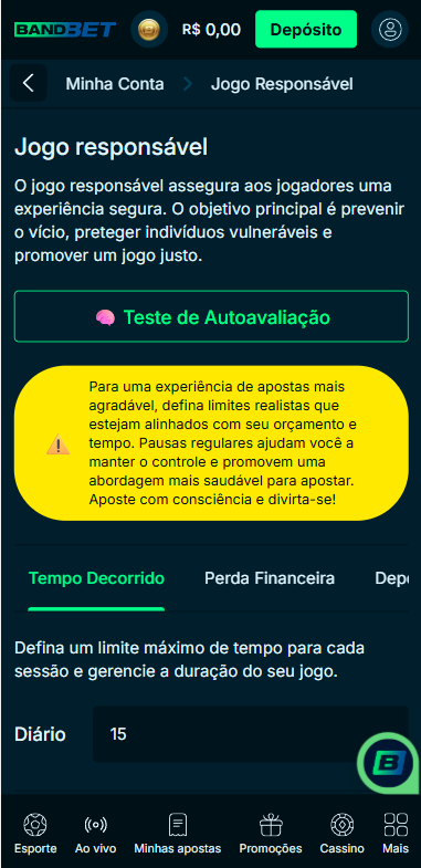 Ferramentas de Jogo Responsável na BandBet