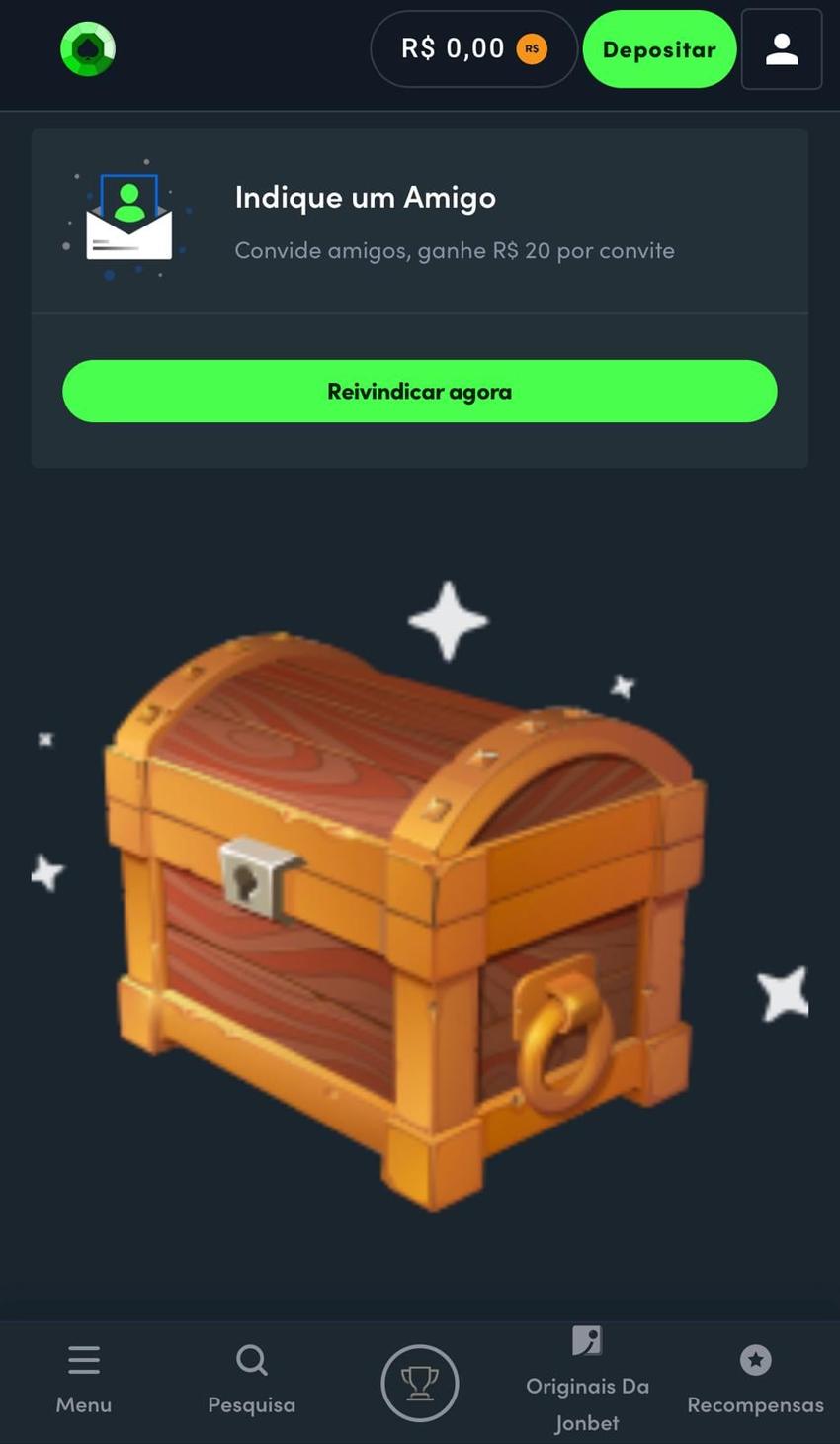 Captura de tela do bônus de indicação na JonBet.