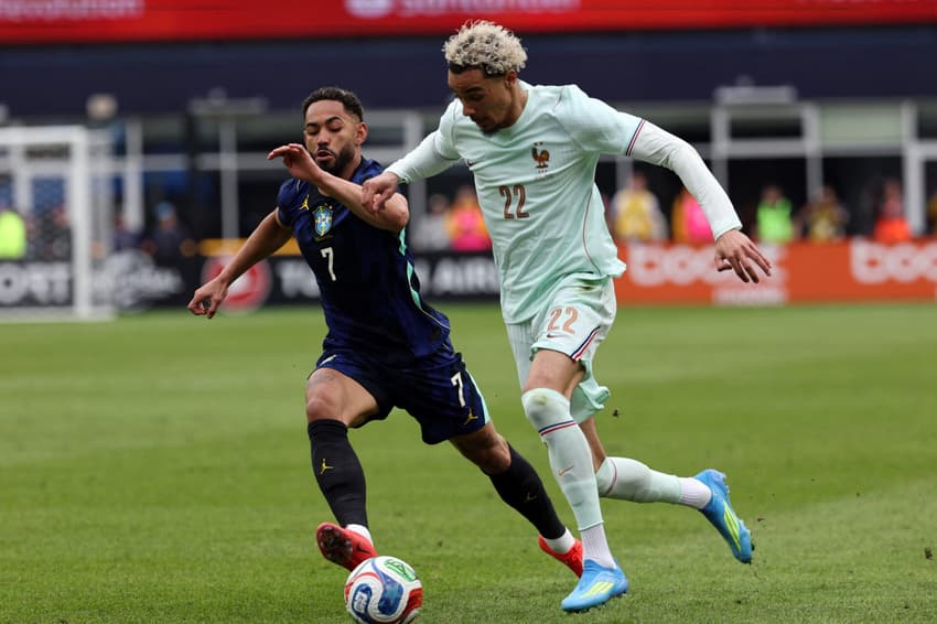 Matheus Cunha durante amistoso do Brasil contra França nos Estados Unidos