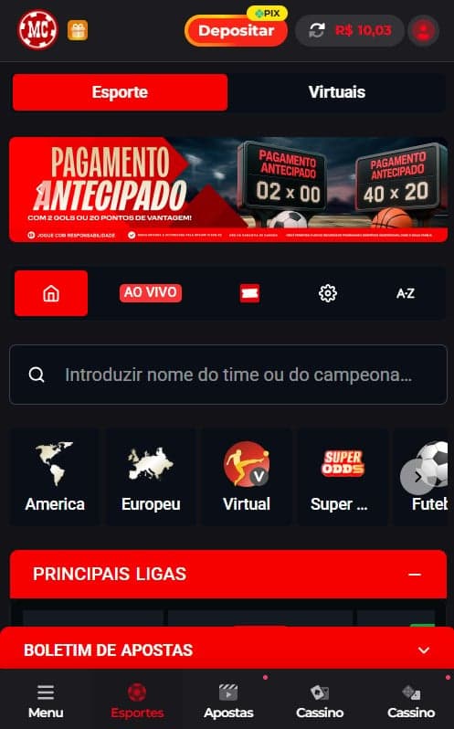 Captura de tela da promoção de Pagamento Antecipado na MC Games.