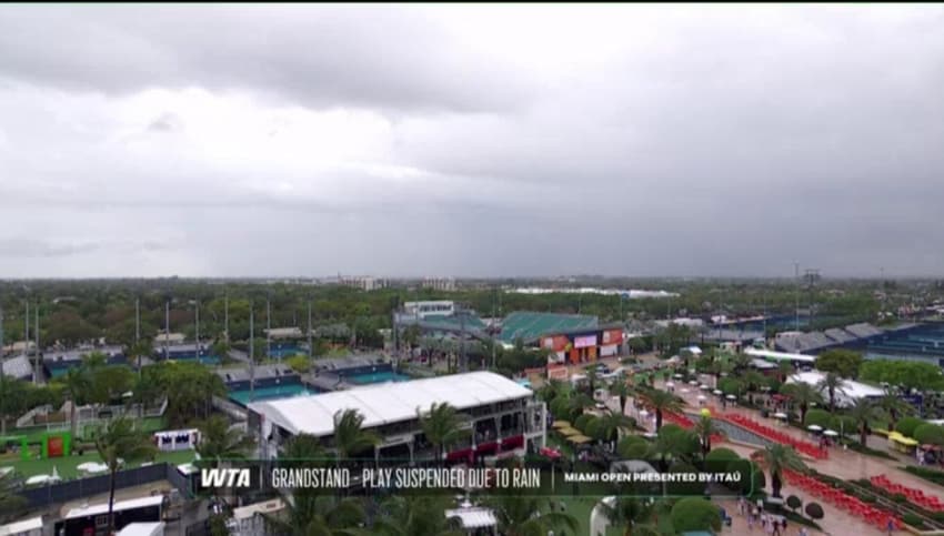 Programação do Miami Open foi interrompida pelas chuvas na região