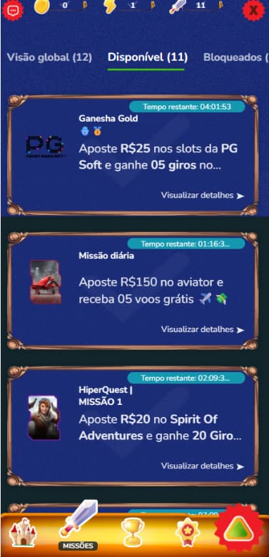 Missões Diárias na HiperBet com recompensas de giros grátis