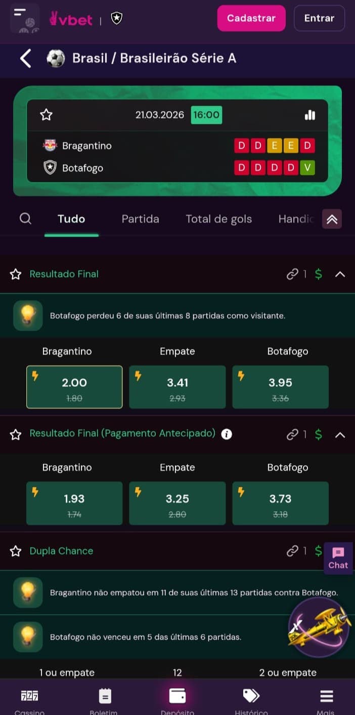 Captura de tela das odds melhoradas deste fim de semana na Vbet.