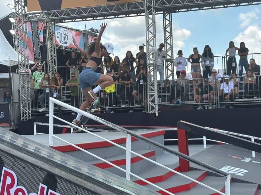 Rayssa Leal durante fianl do Mundial de skate (Foto: Beatriz Pinheiro)