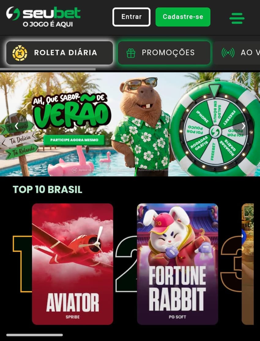 Captura de tela da Roleta Diária do cassino SeuBet.