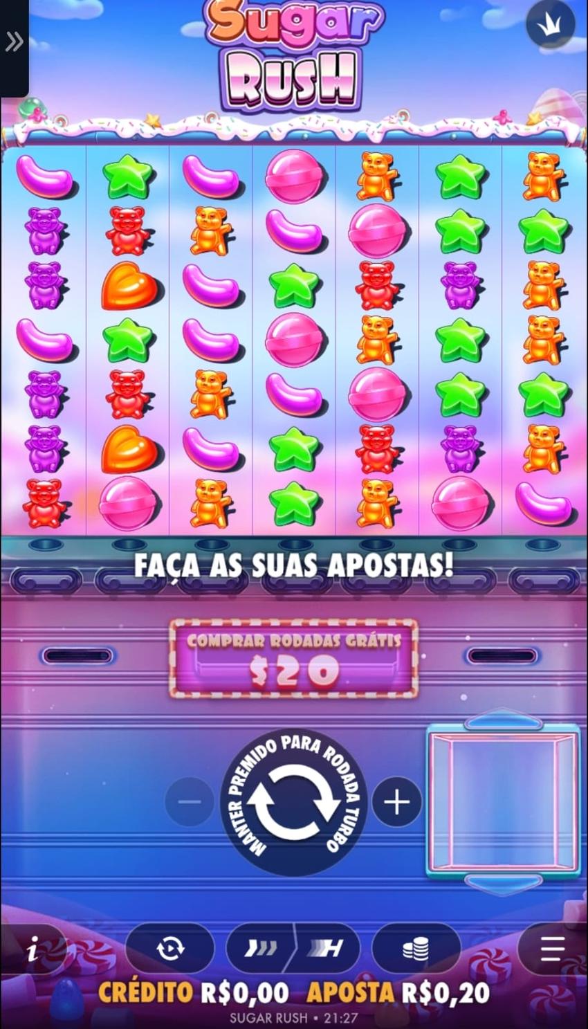 Captura de tela da tela de início no jogo Sugar Rush na MC Games.