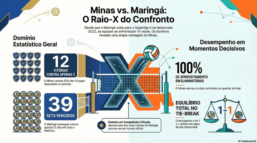 Infográfico - Retrospecto Minas x Maringá Superliga Feminina