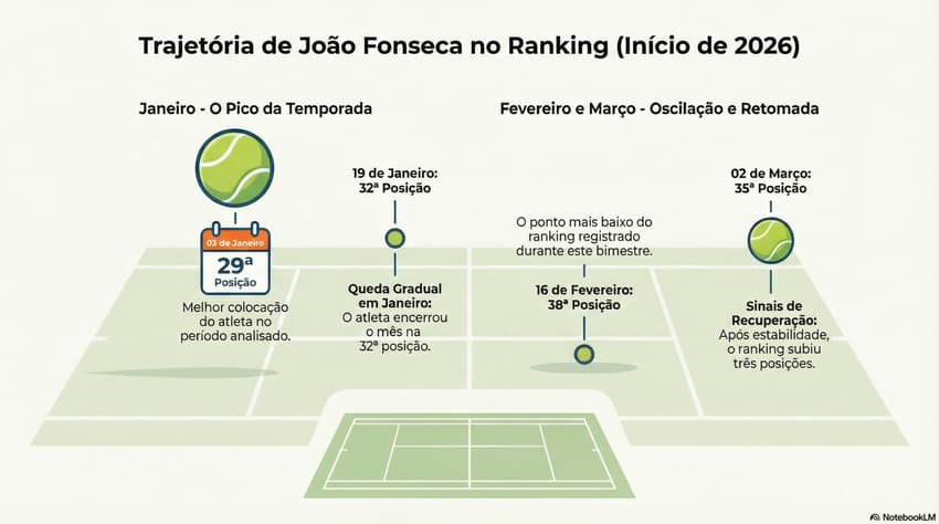 A evolução do ranking de João Fonseca em 2026 (Reprodução)