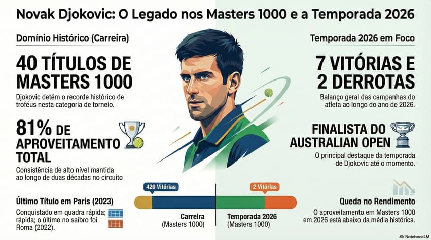 Gráfico mostra números da carreira e da temporada de Novak Djokovic (Reprodução)
