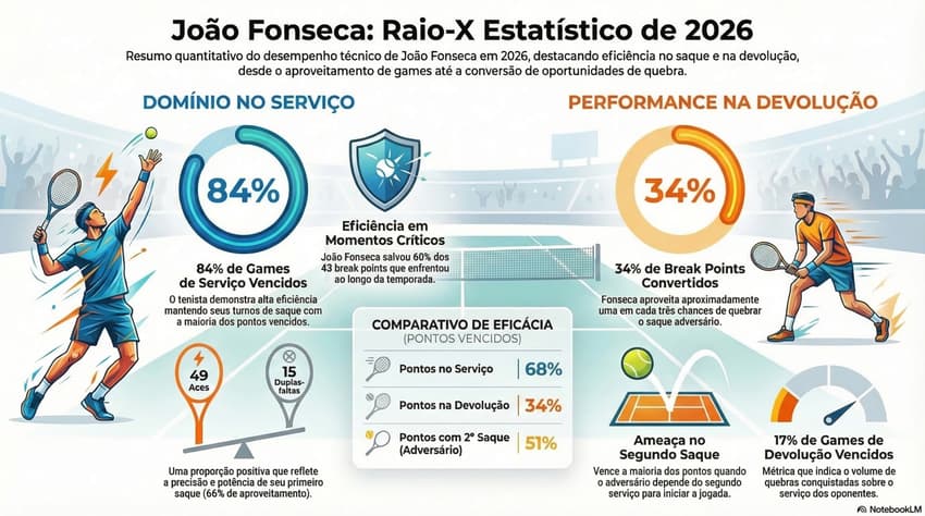 Gráfico mostra números de João Fonseca em 2026 (Reprodução)