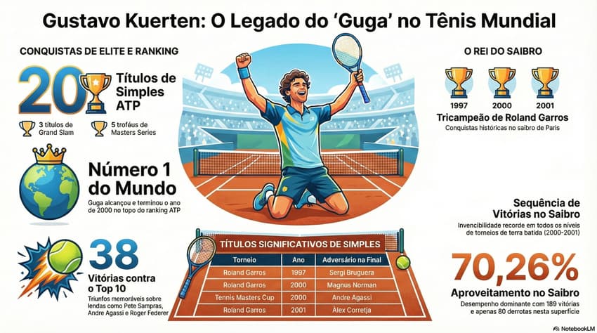 Gráfico mostra os feitos da carreira de Guga Kuerten (Reprodução)