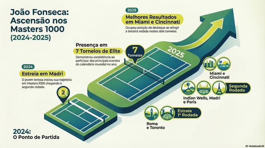 O desempenho de João Fonseca nos Masters 1000 (Reprodução)