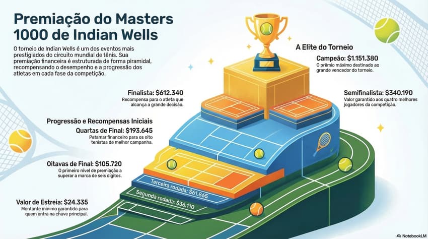 Gráfico mostra a premiação do Masters 1000 de Indian Wells (Reprodução)