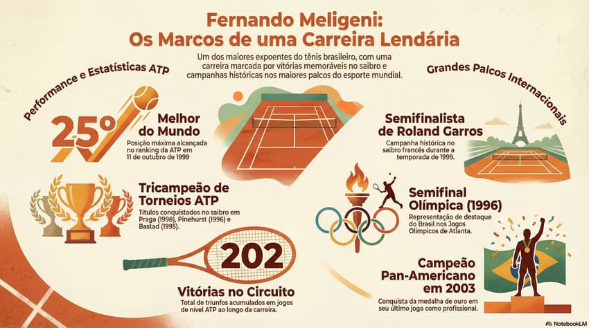 Gráfico mostra feitos da carreira do ex-tenista Fernando Meligeni (Reprodução)