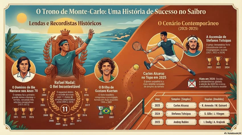 Gráfico mostra os campeões do Masters 1000 de Monte Carlo (Reprodução)