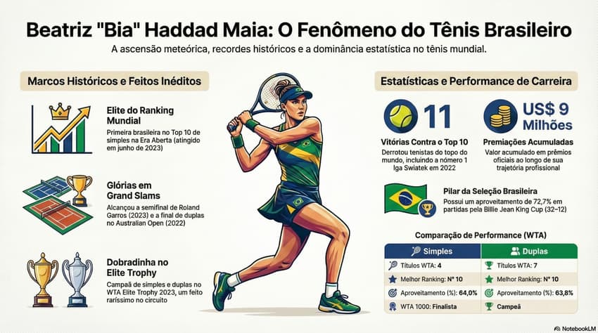 Números da carreira da paulista Bia Haddad Maia (Reprodução)