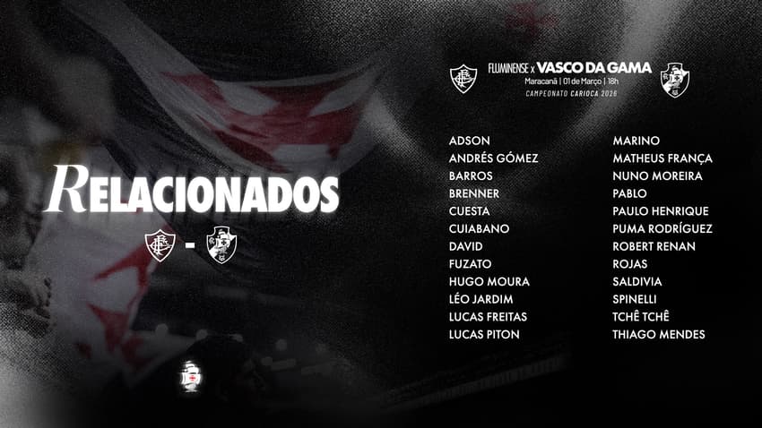 Relacionados do Vasco contra o Fluminense (Foto: Divulgação/Vasco)