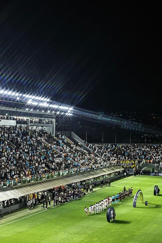 Vila Belmiro durante partida entre o Santos e o Atlético-MG. (Foto: Raul Baretta/ Santos FC)