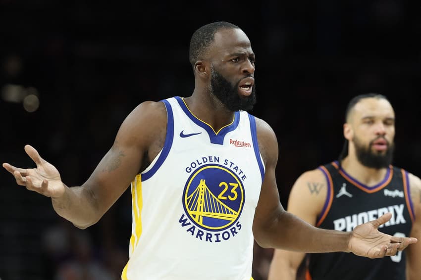 Draymond Green reage no segundo tempo do play-in; Suns venceram Warriors por 111-96 (Foto: Christian Petersen/Getty Images/AFP)