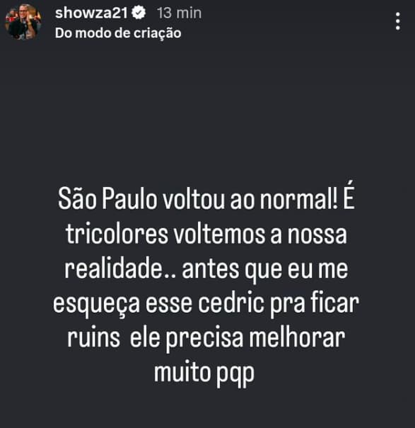 Souza perde a paciência em suas redes sociais (Foto: Reprodução/Souza/Instagram)