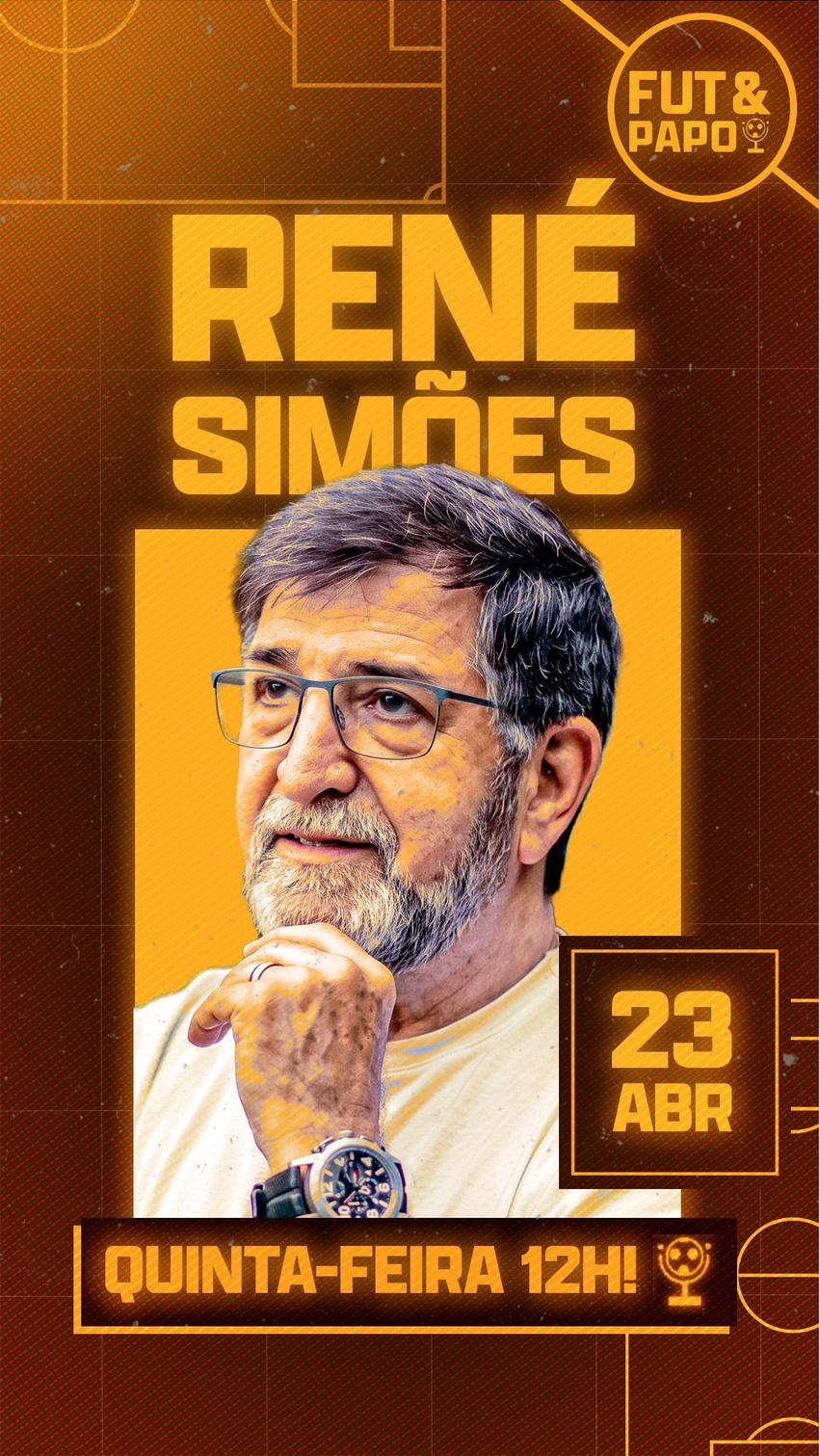 René Simões é o convidado desta quinta-feira do Fut&amp;Papo, do Lance!TV (Foto: Arte/Lance!)