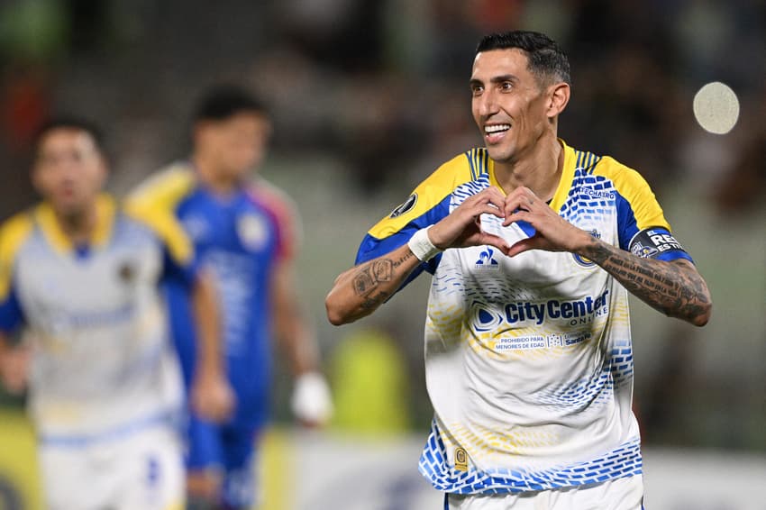 Di María comemorando gol na Libertadores (Foto: Federico Parra/AFP)