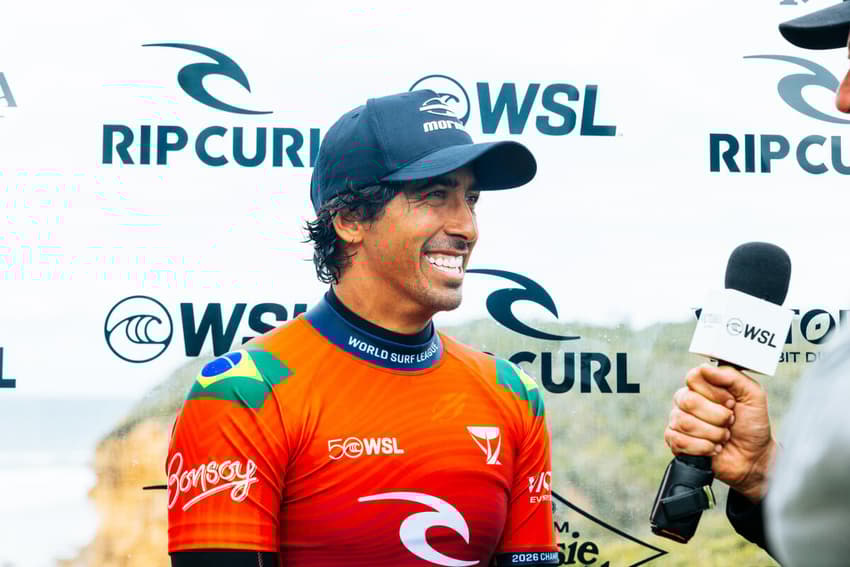 Miguel Pupo competindo na etapa da WSL em Bells Beach 2026 (Foto: WSL / Cait Miers)
