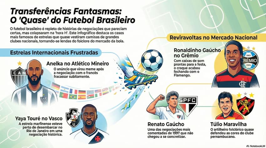 Negociações que deram errado no futebo brasileiro (Foto: NotebookLM)