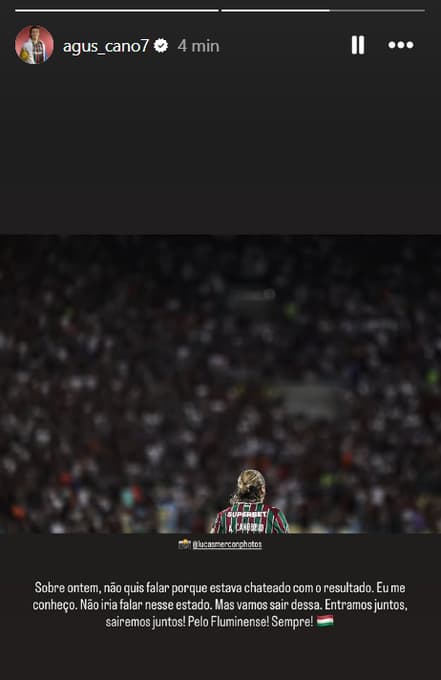 Publicação de Canobbio após jogo do Fluminense (Foto: reprodução)