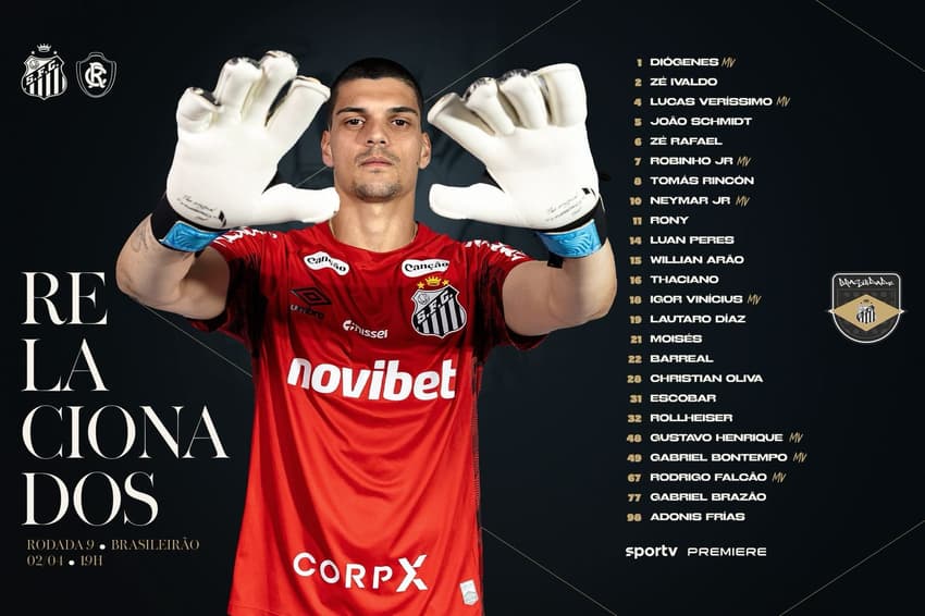 Santos divulga lista de relacionados para duelo contra o Remo. (Foto: Divulgação/ Santos FC)