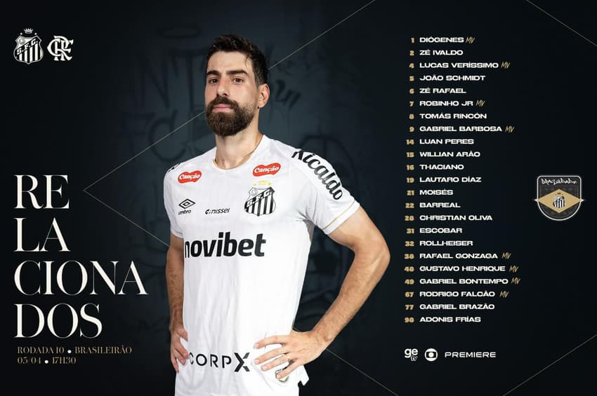 Santos divulga lista de relacionados. (Foto: Divulgação/ Santos FC)