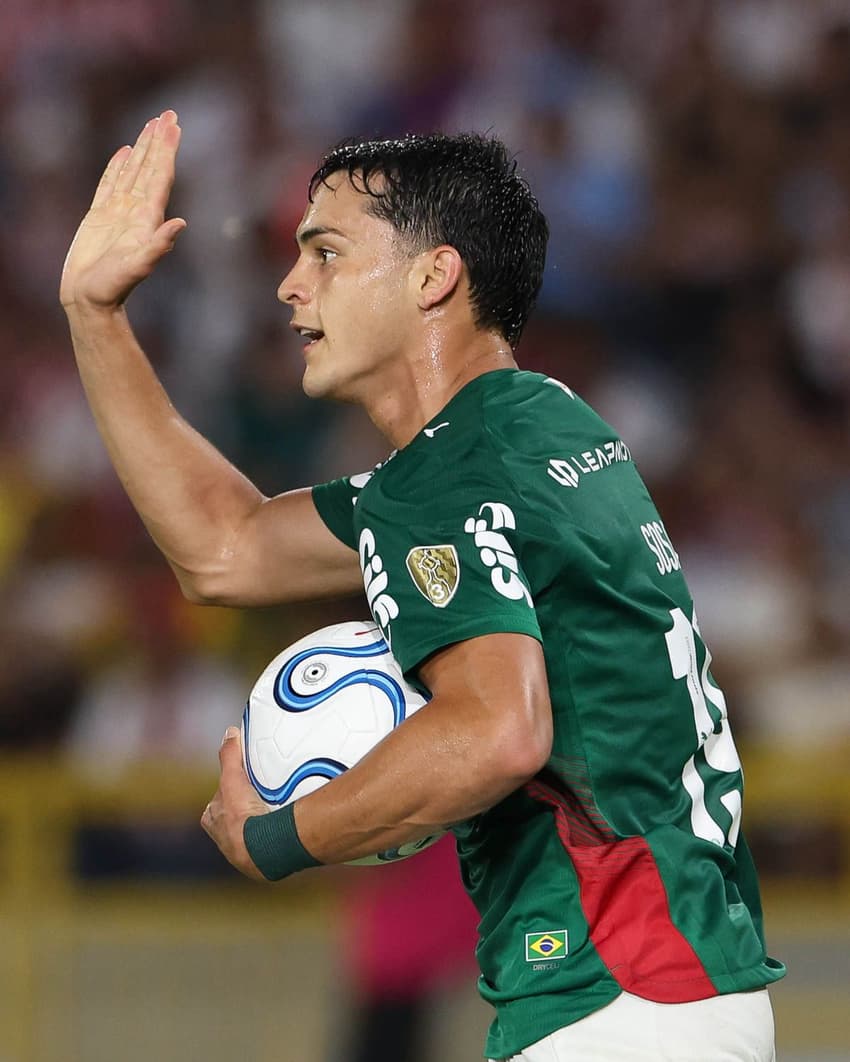 Ramón Sosa comemora gol do Palmeiras no empate em 1 a 1 com o Junior Barranquilla, fora de casa, pela primeira rodada da Libertadores (Foto: Cesar Greco/Palmeiras)
